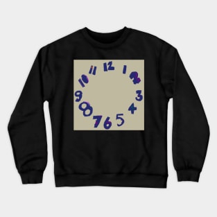 Navy Blue on Taupe Beige clock with numbers, watercolor and digital Crewneck Sweatshirt